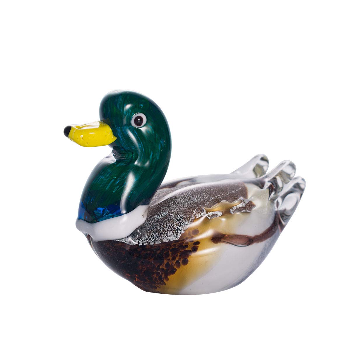 LONGWIN Handmade Art Glass Duck Sculpture Glass Hand Blown Duck